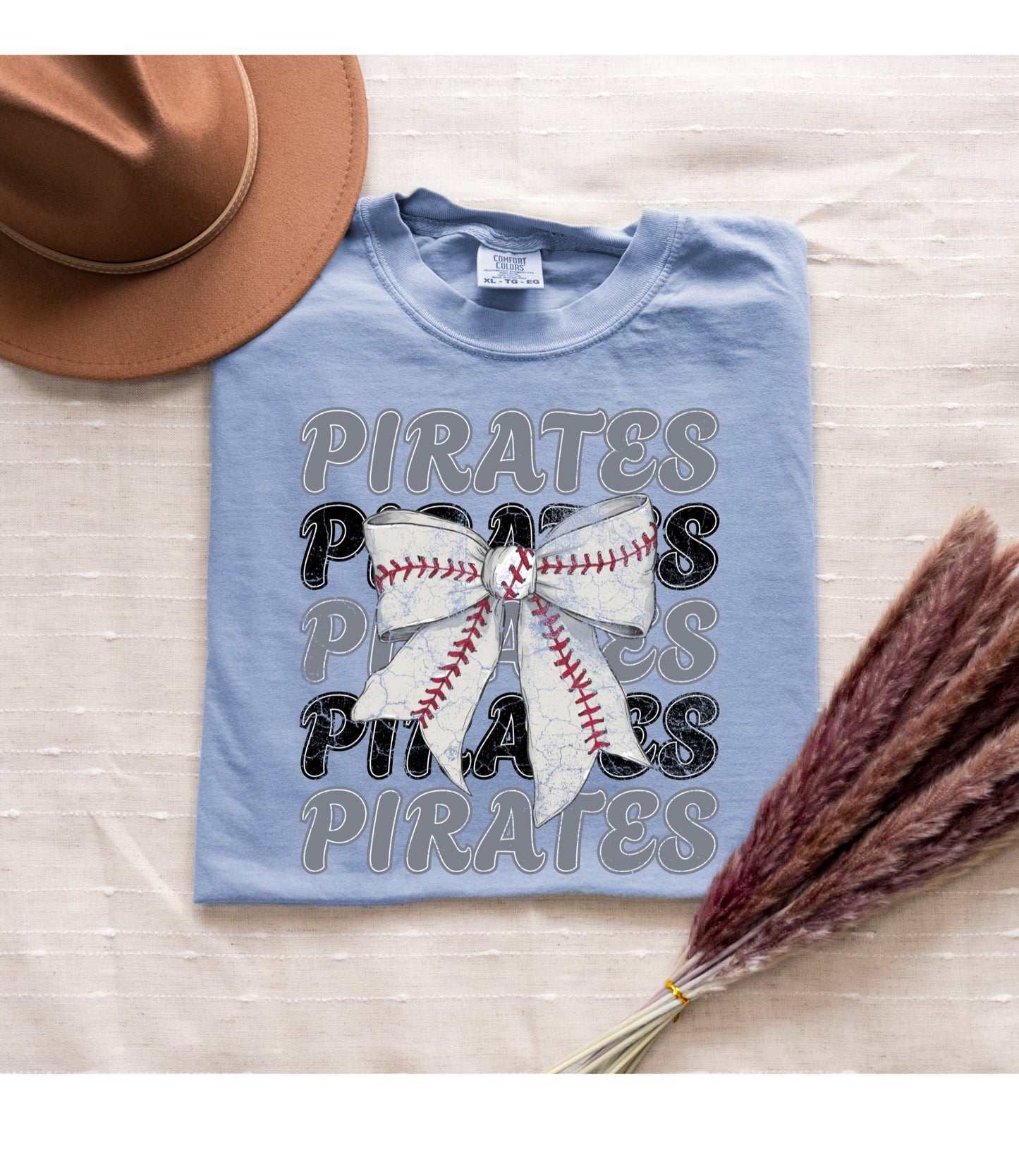 Pirates Distressed Baseball Bow