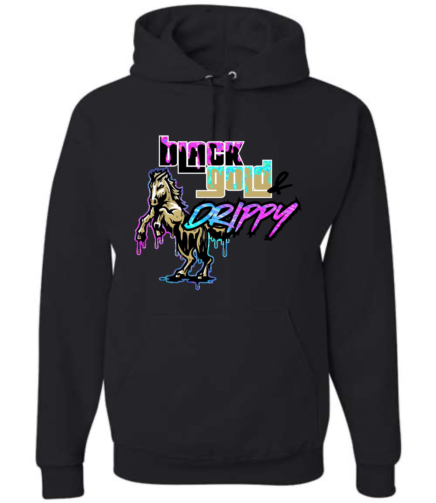 Black, Gold, and Drippy Hoodie