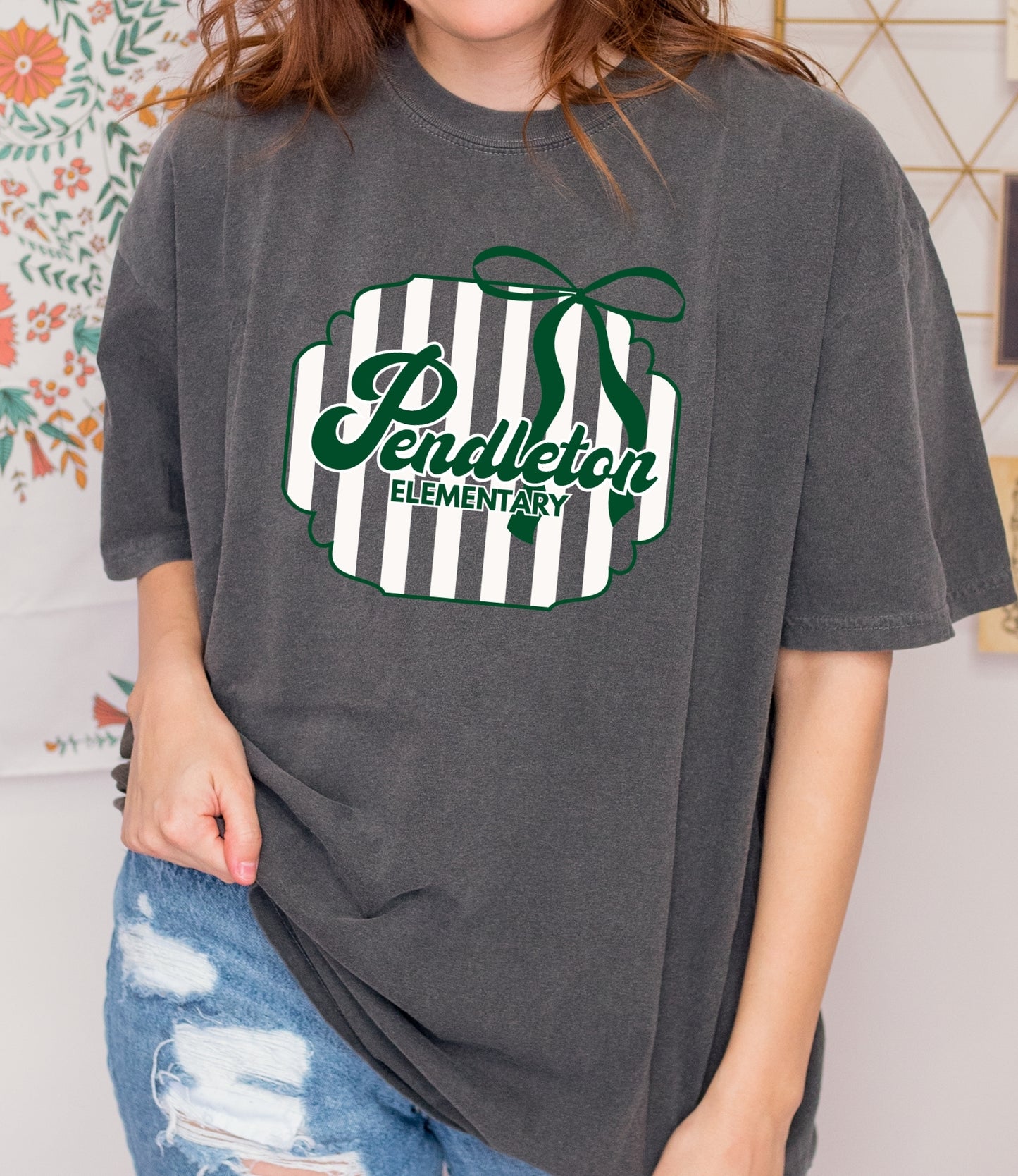 Pendleton Elementary Stripes and Bow Tee