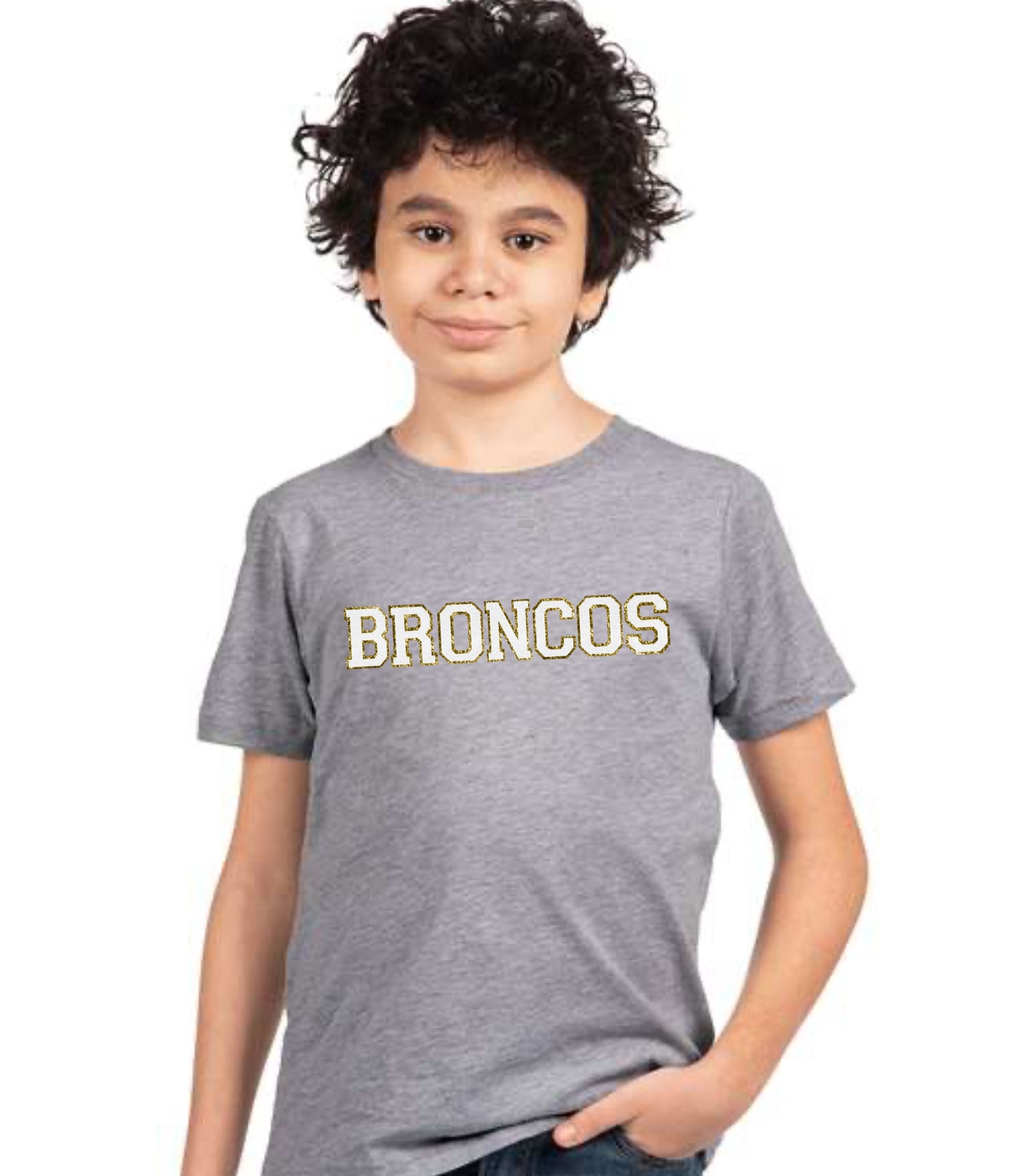 Broncos Faux Chenille Glitter Patch Tee