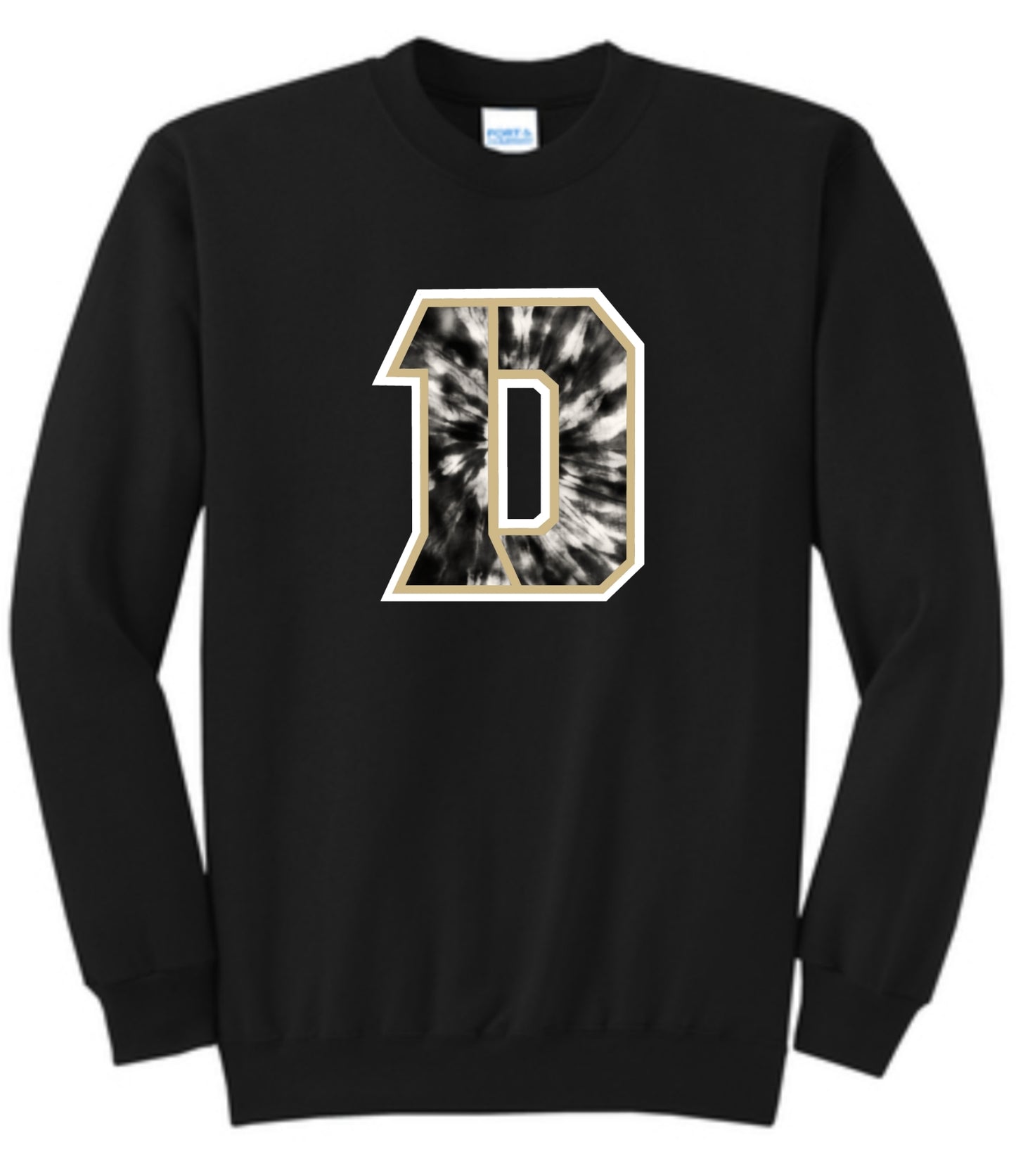 Black and Gold Tye Die Daleville D Crewneck Sweatshirt