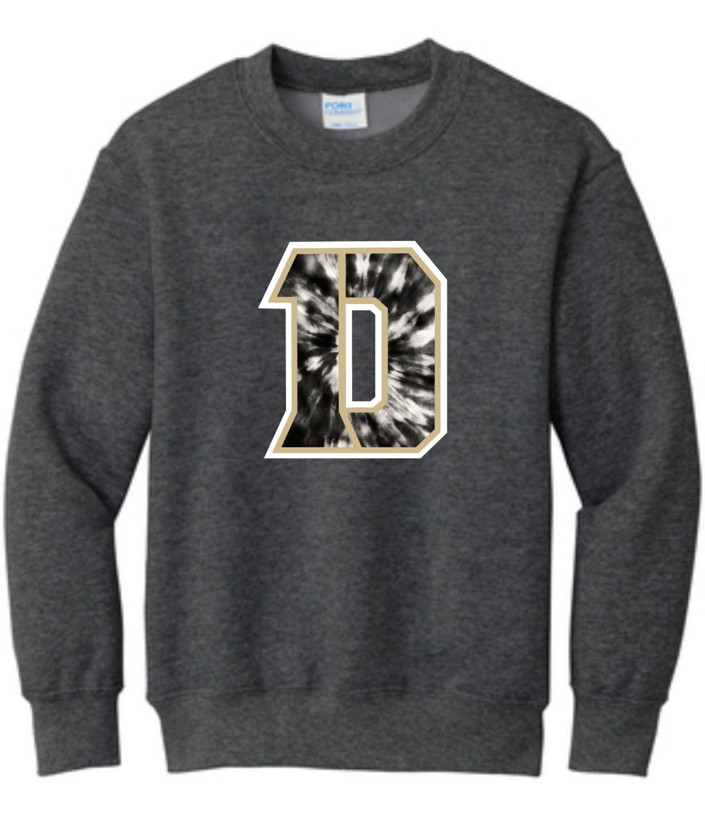 Black and Gold Tye Die Daleville D Crewneck Sweatshirt