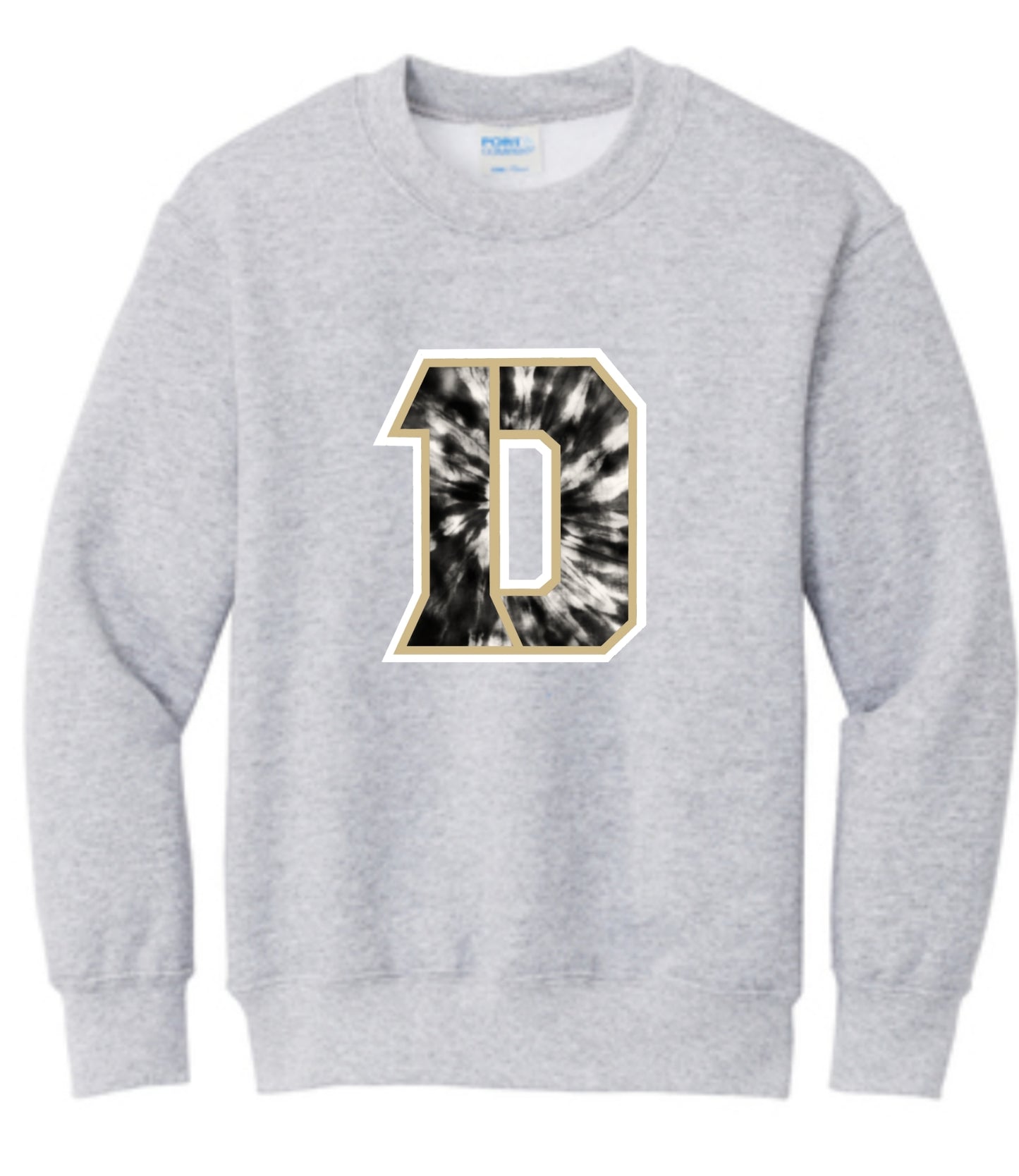 Black and Gold Tye Die Daleville D Crewneck Sweatshirt