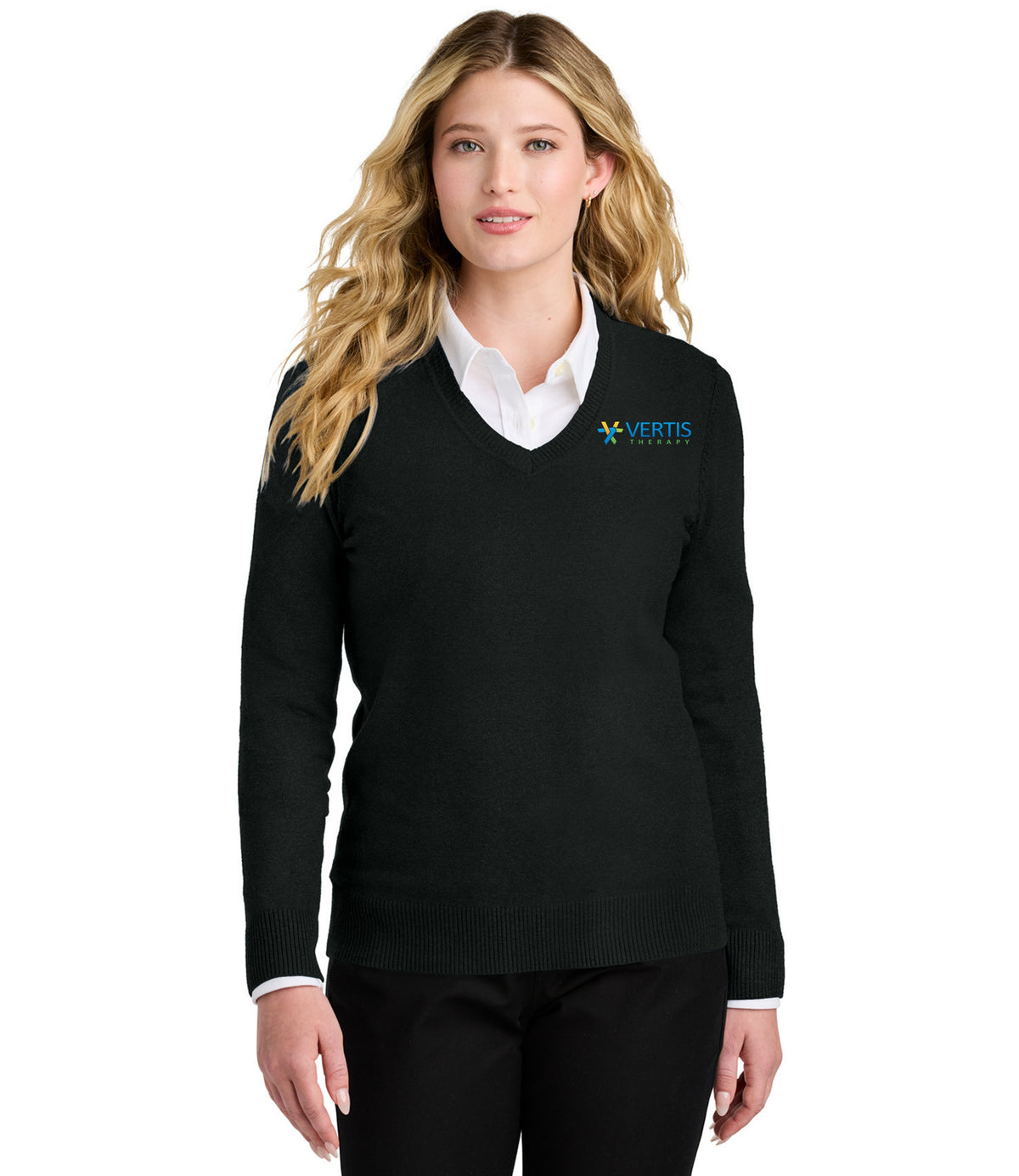 Vertis Logo Women's Easy Care V-Neck Sweater