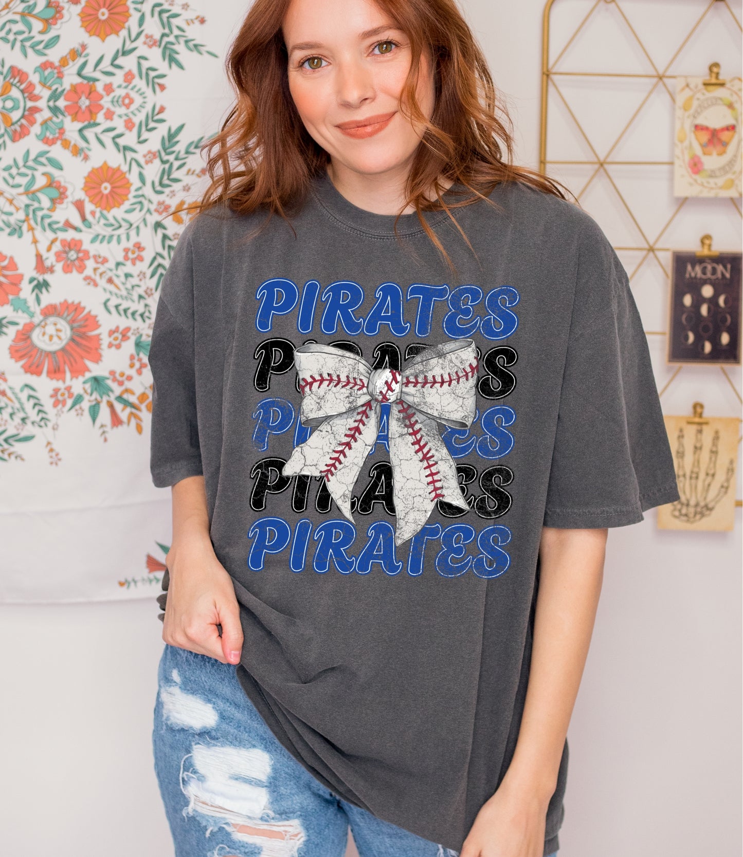Pirates Distressed Baseball Bow