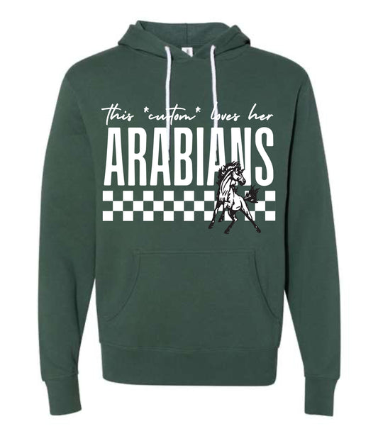 This *custom* love his/her Arabians Hoodie