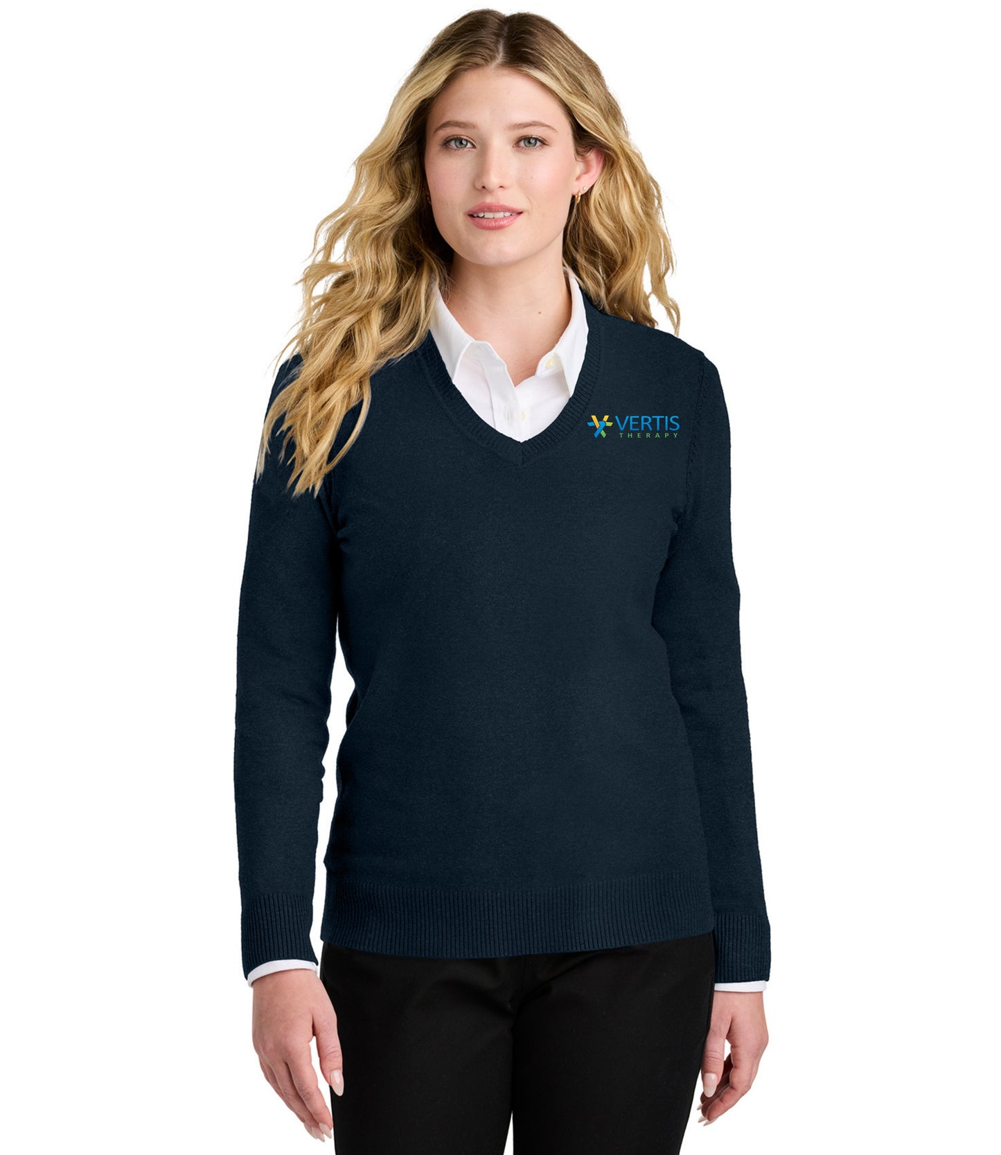 Vertis Logo Women's Easy Care V-Neck Sweater