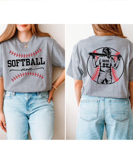 Custom Softball Mom Player Silhouette Tee