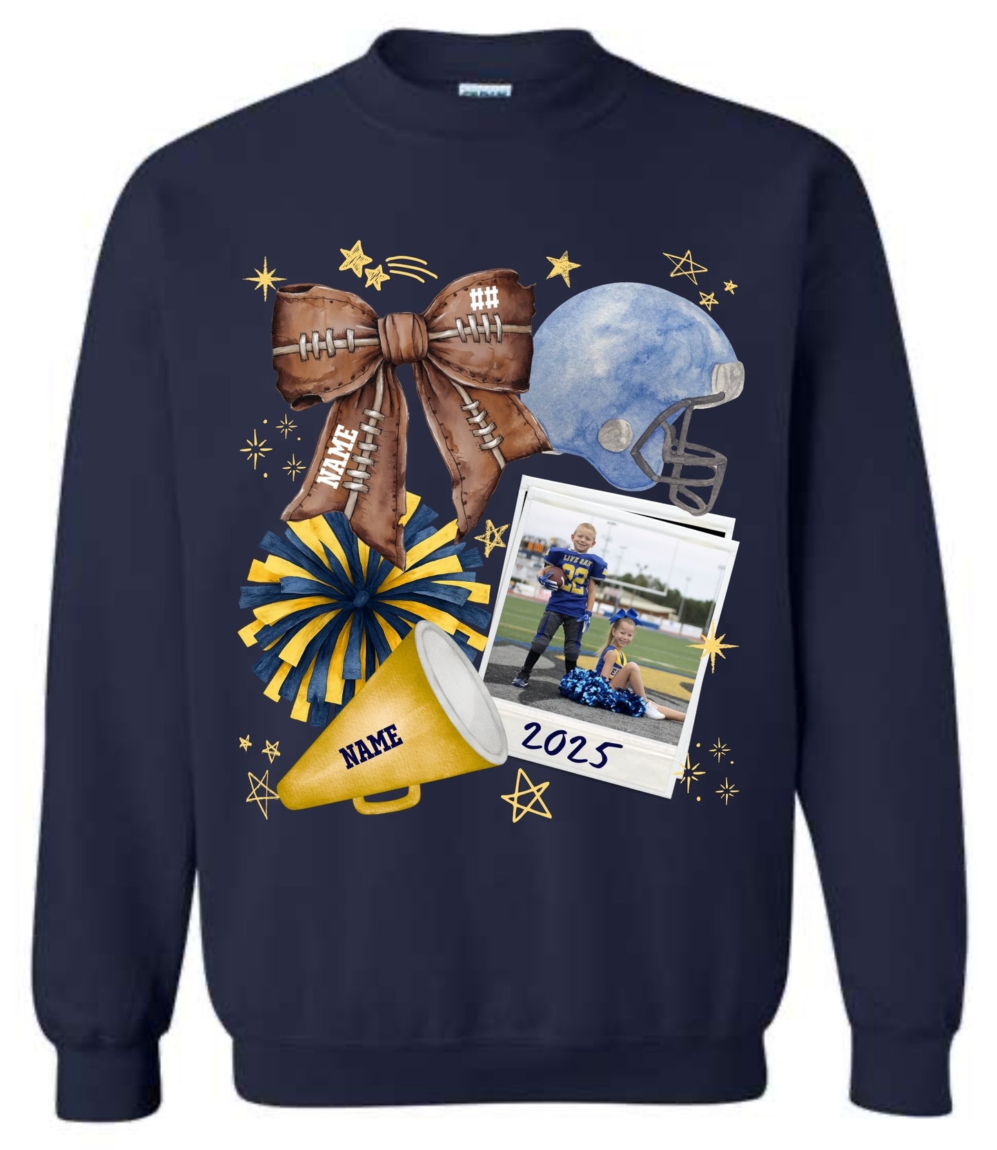 Football and Cheer Collage Custom Crewneck Sweatshirt
