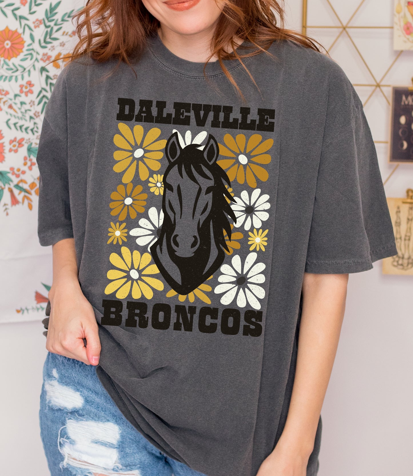 Broncos Gold Floral Tee