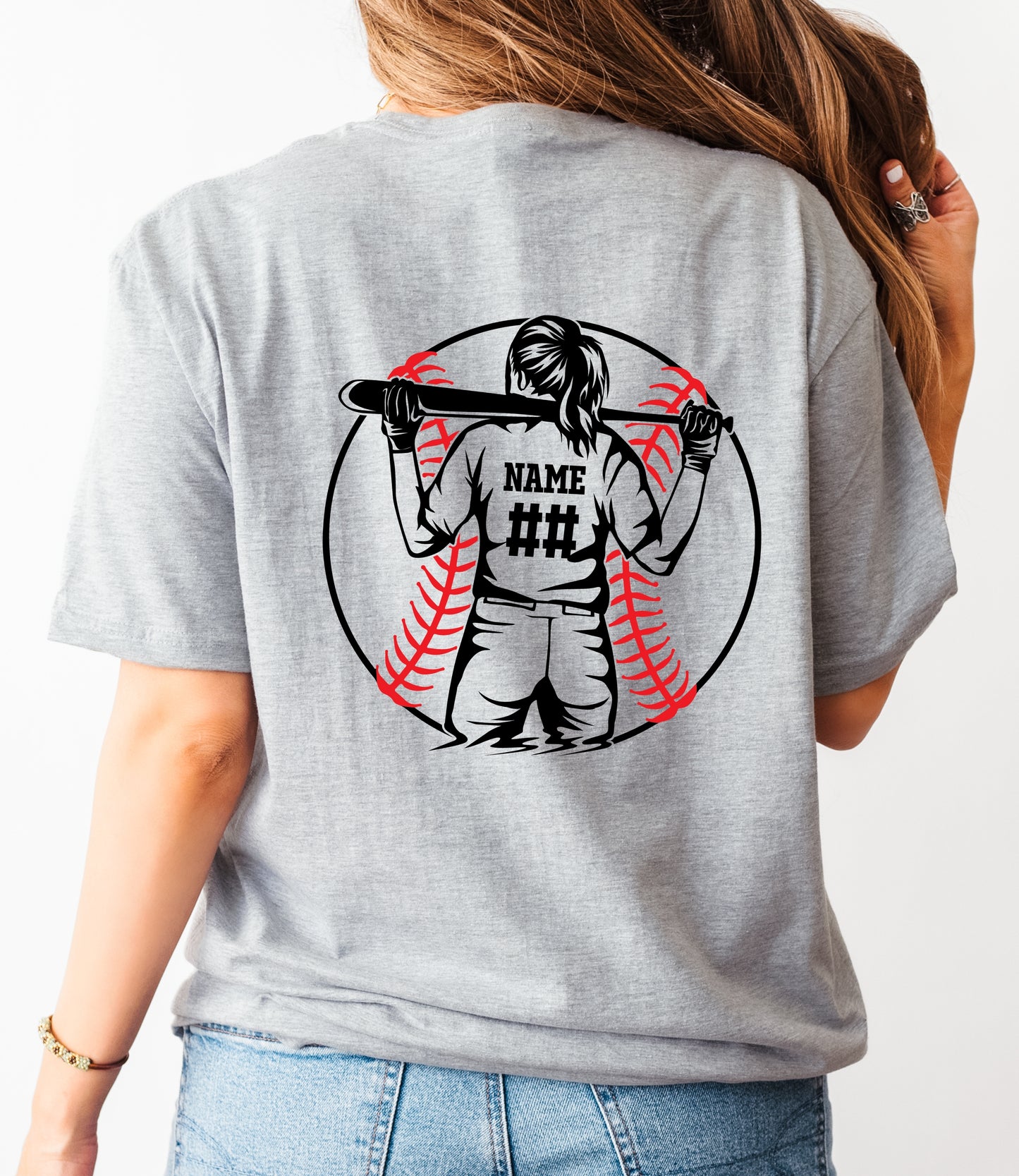 Custom Softball Mom Player Silhouette Tee