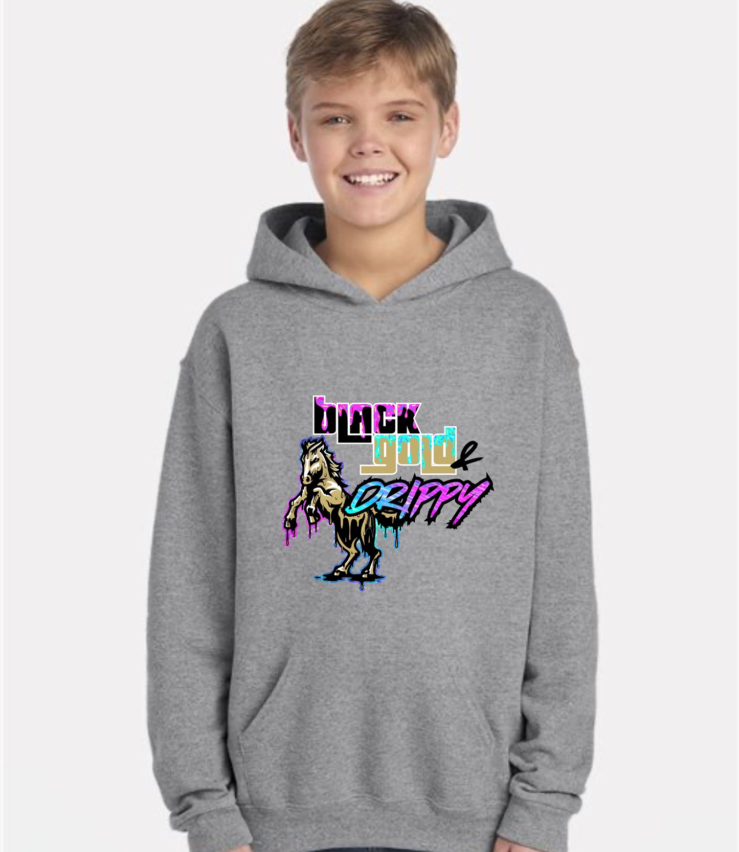 Black, Gold, and Drippy Hoodie