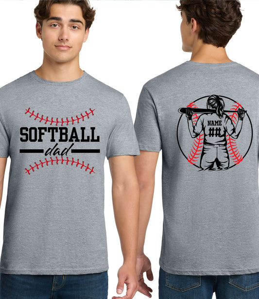 Custom Softball Dad Player Silhouette Tee