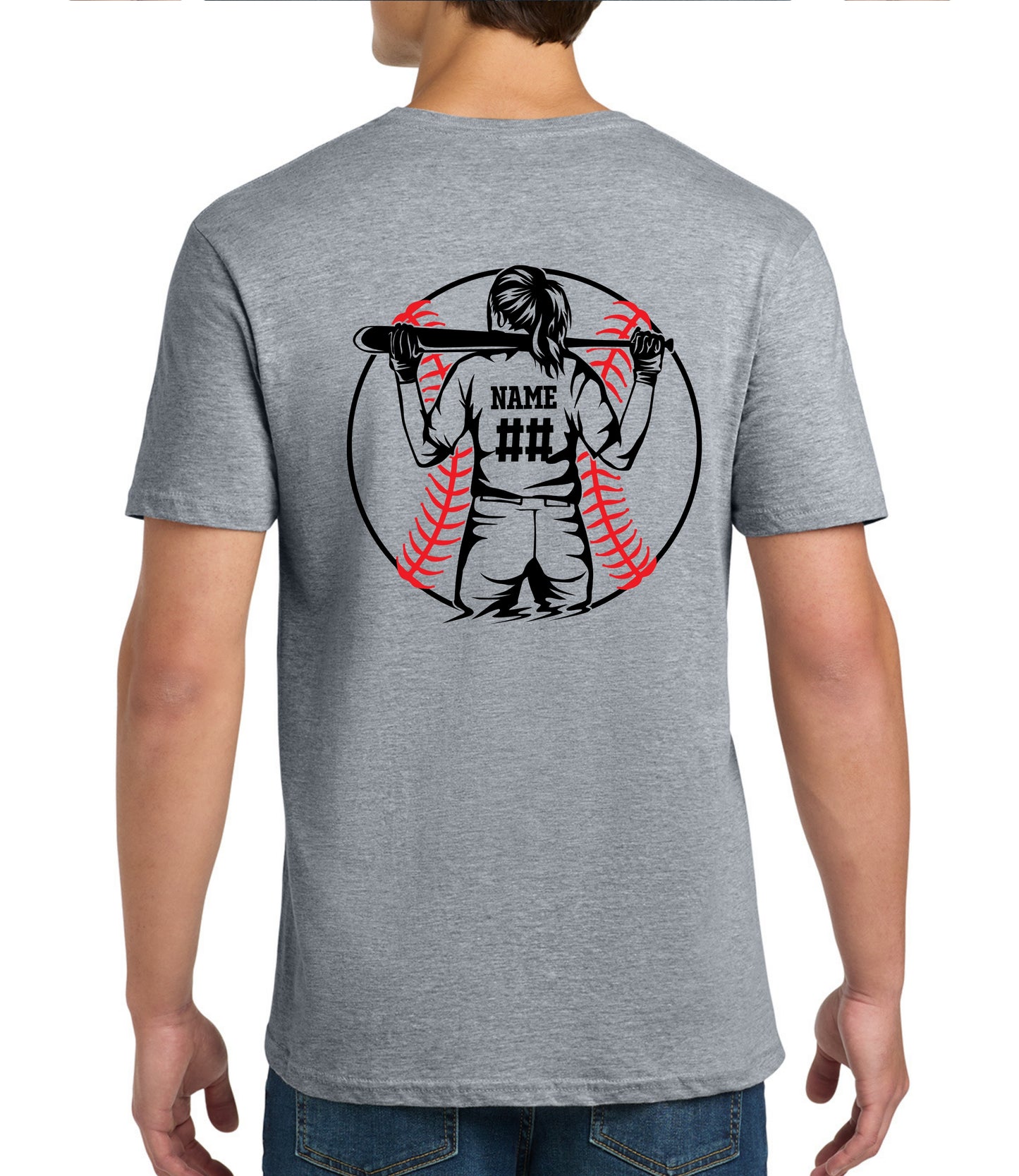 Custom Softball Dad Player Silhouette Tee