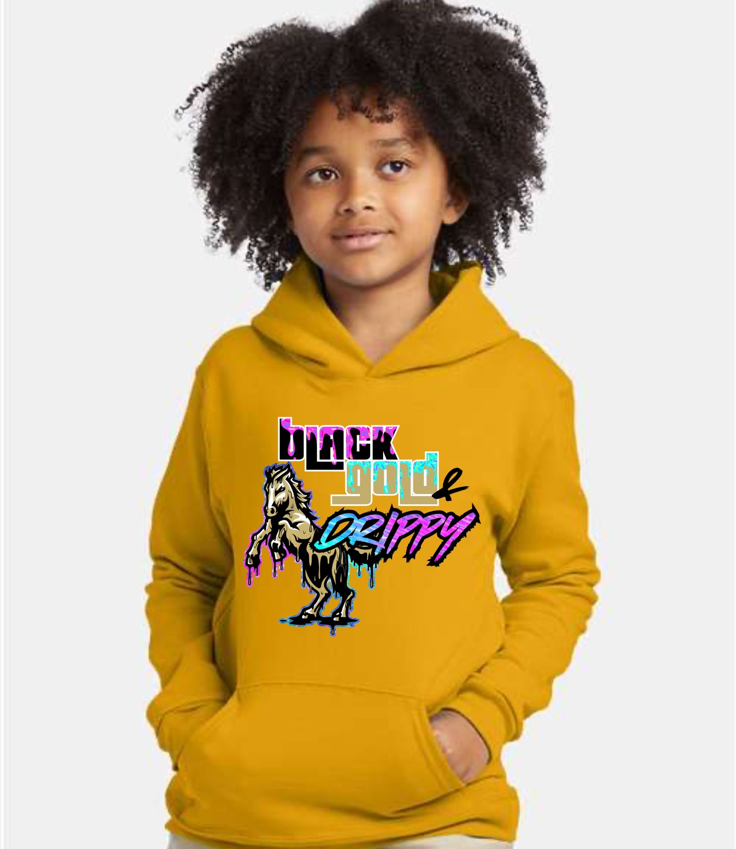 Black, Gold, and Drippy Hoodie