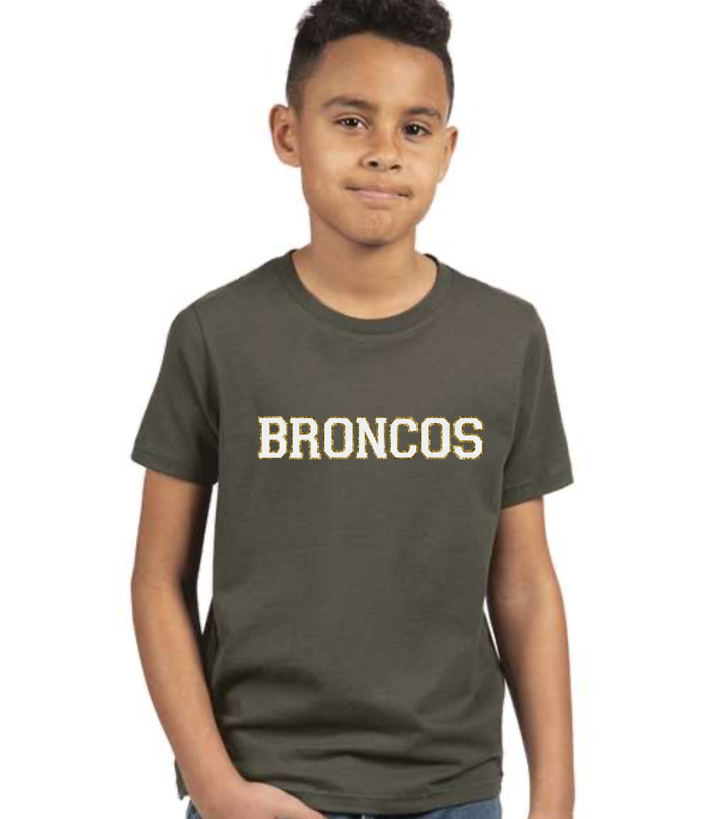 Broncos Faux Chenille Glitter Patch Tee