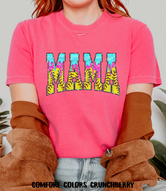 Softball Mama Drip Comfort Colors Tee
