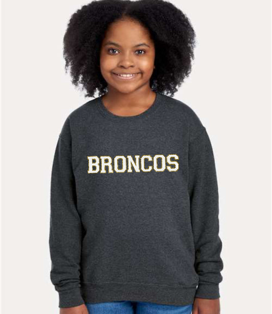 Broncos Faux Chenille Glitter Patch Crewneck Sweatshirt