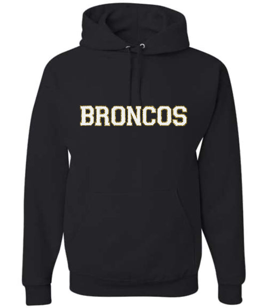 Broncos Faux Chenille Glitter Patch Hoodie