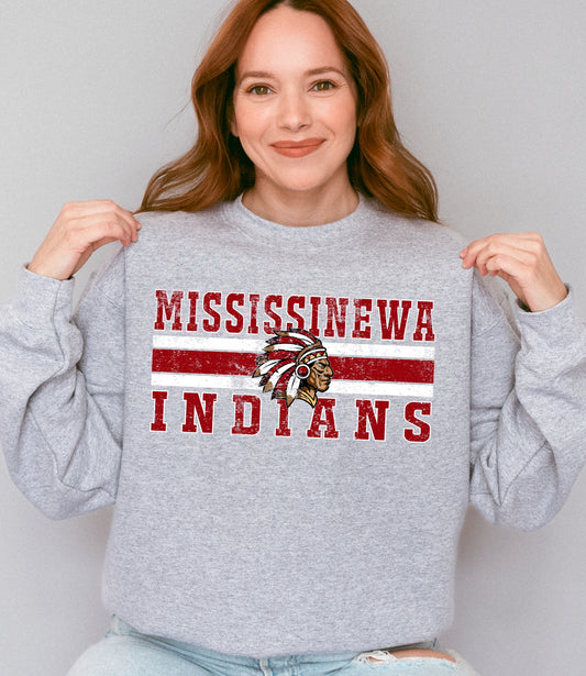 Mississinewa Indians Lines Crewneck Sweatshirt