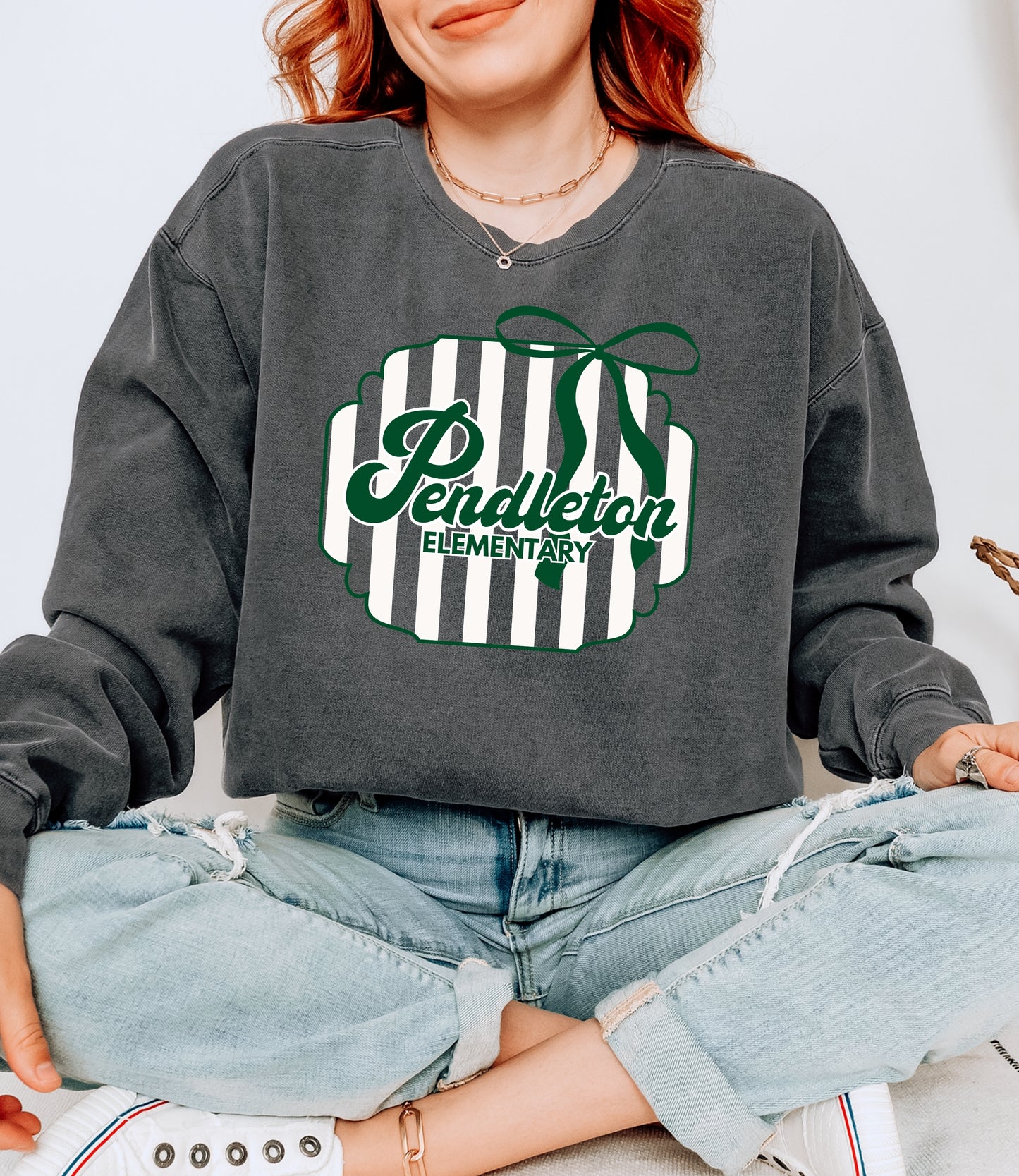 Pendleton Elementary Stripes and Bow Sweatshirt