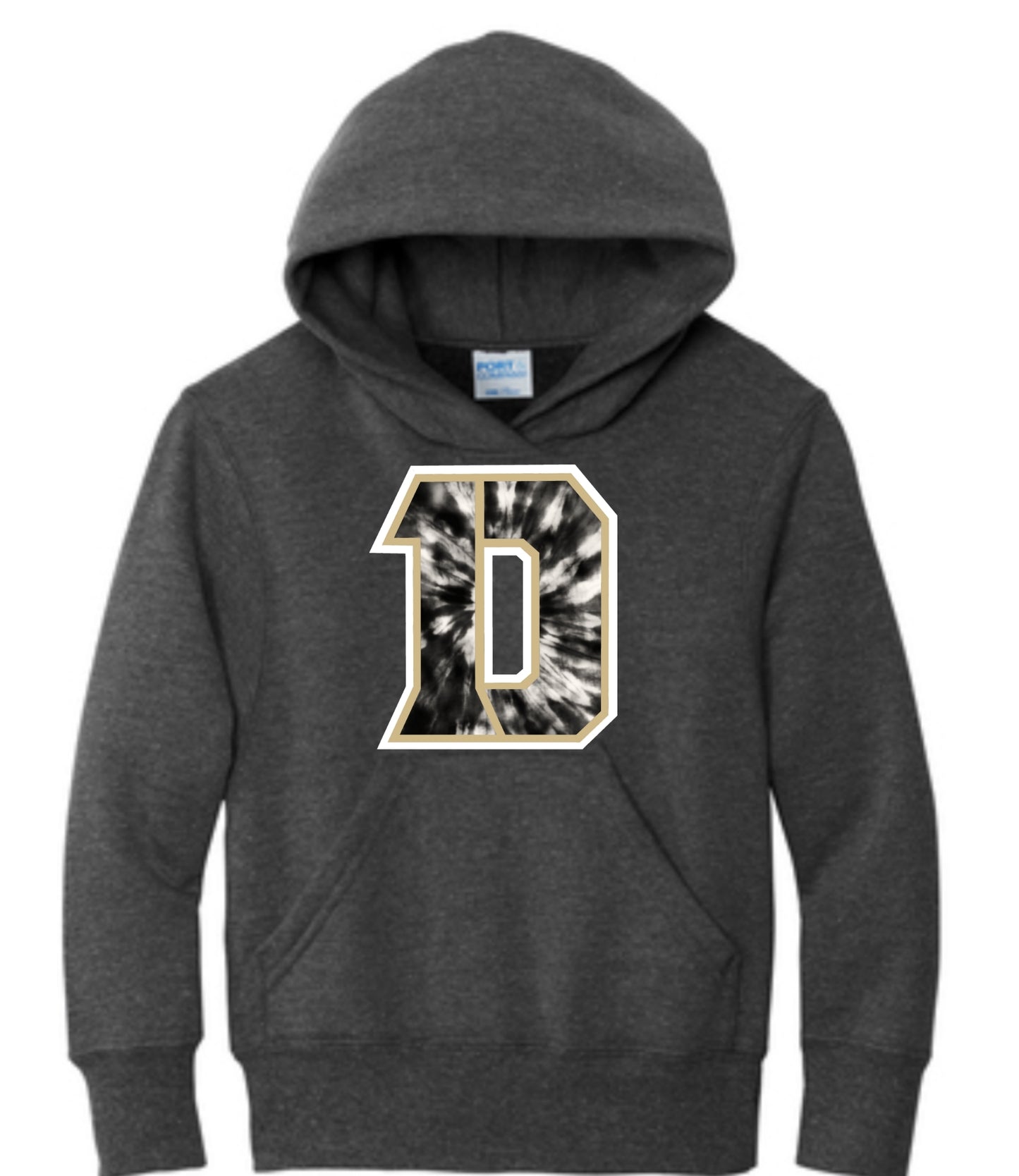 Black and Gold Tie Dye Daleville D Hoodie