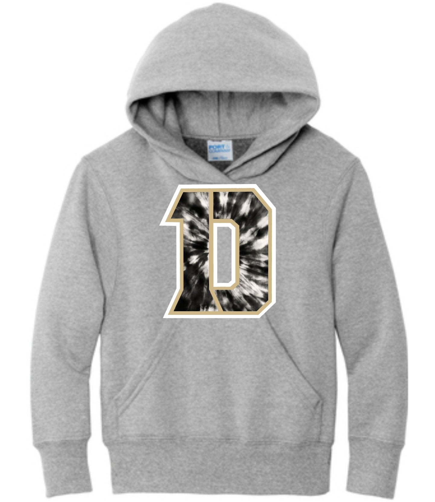 Black and Gold Tie Dye Daleville D Hoodie