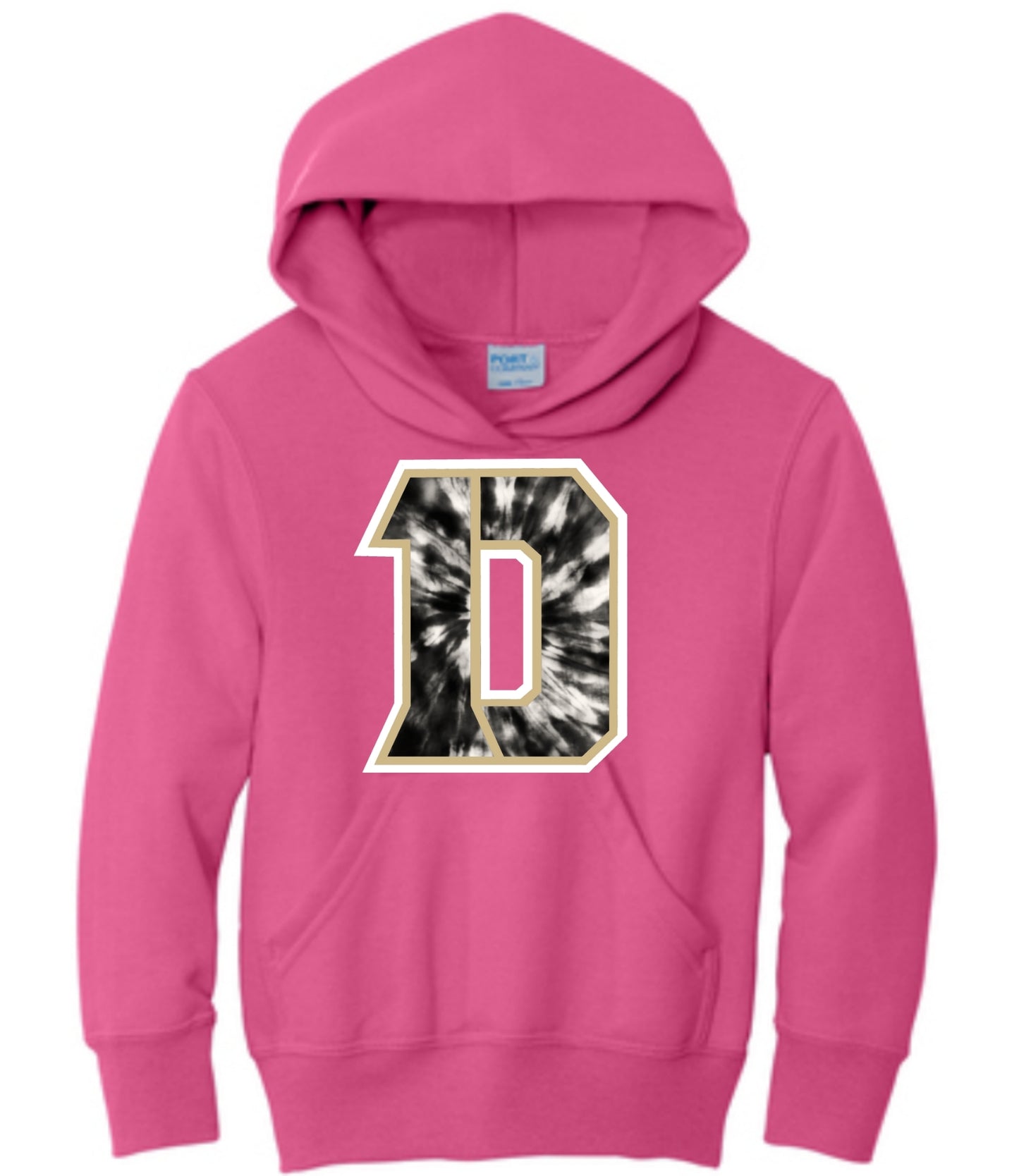 Black and Gold Tie Dye Daleville D Hoodie
