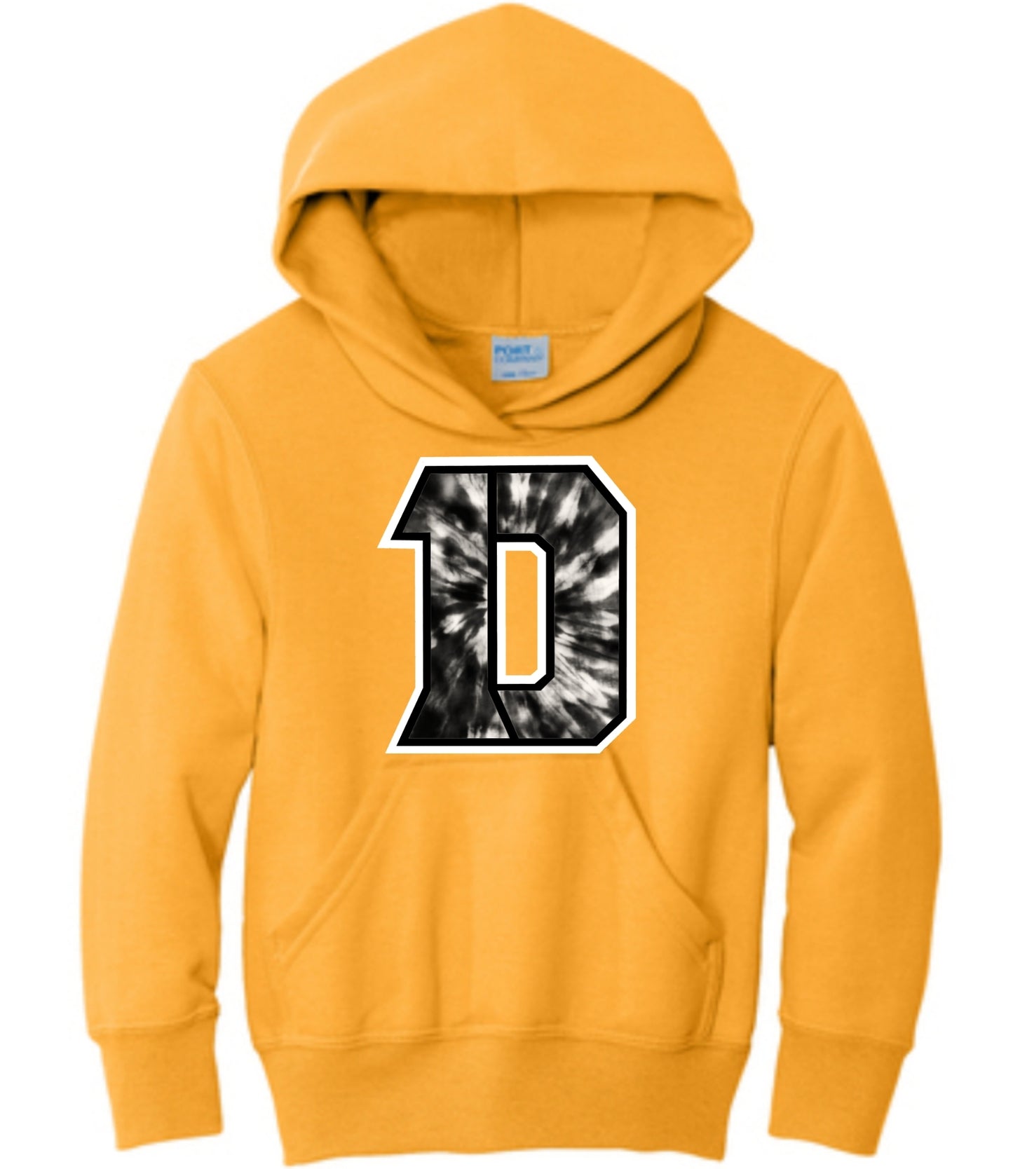 Black and Gold Tie Dye Daleville D Hoodie