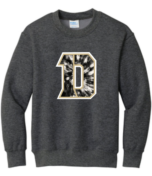 Black and Gold Tye Die Daleville D Crewneck Sweatshirt