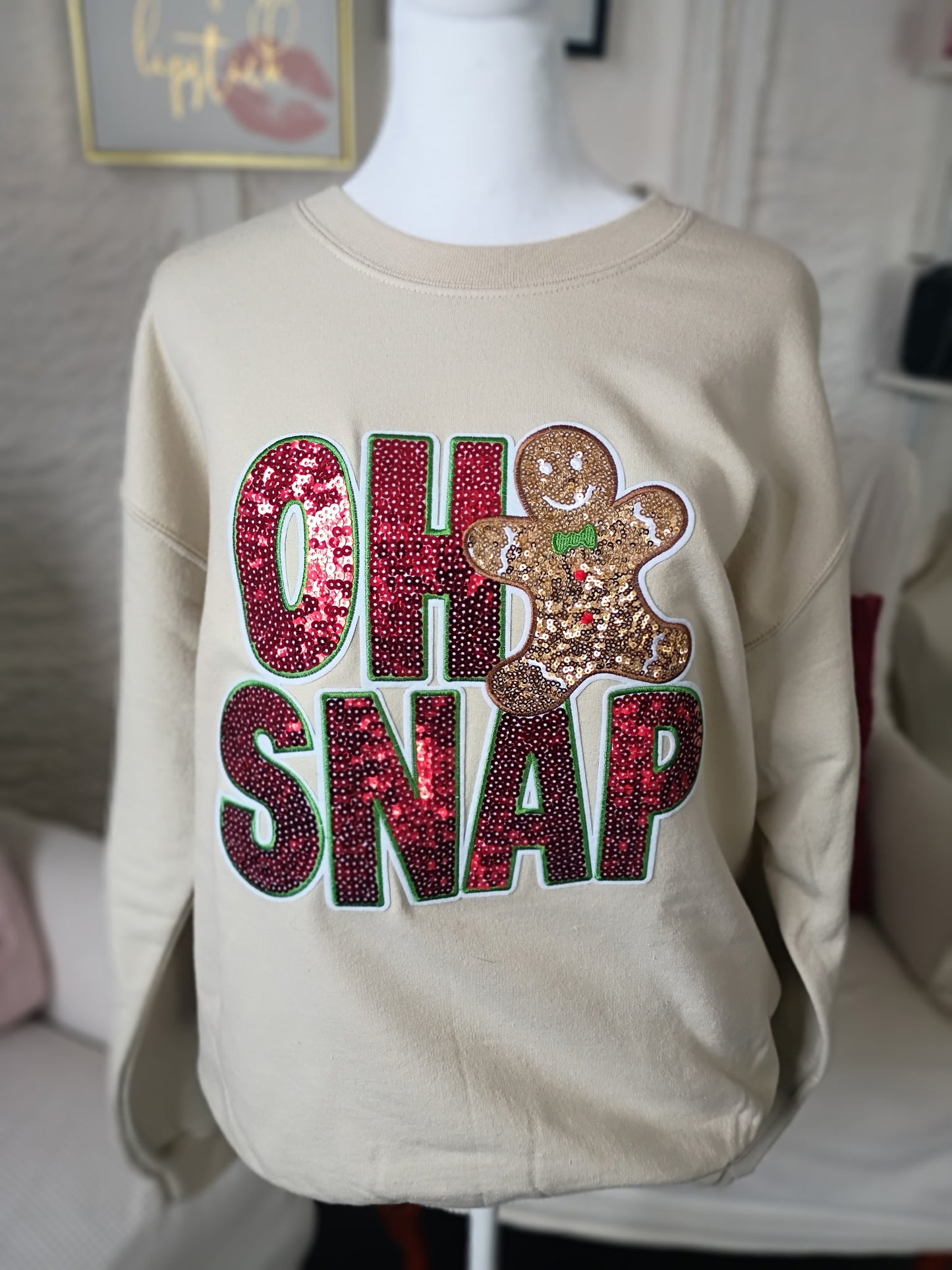 Oh Snap Sequin Patch Crewneck Sweatshirt