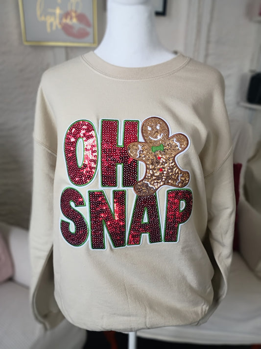 Oh Snap Sequin Patch Crewneck Sweatshirt