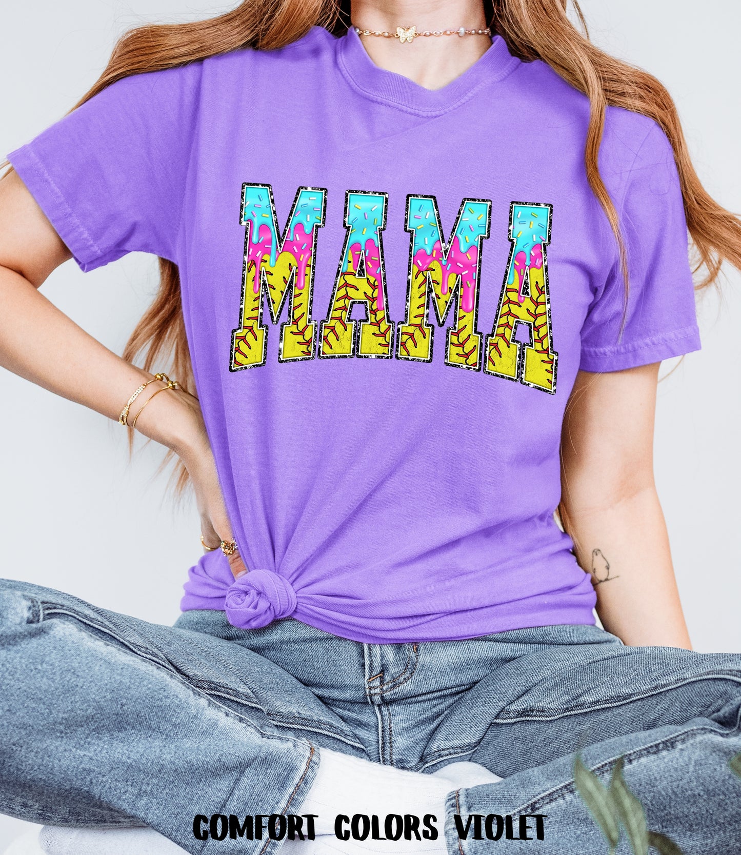 Softball Mama Drip Comfort Colors Tee