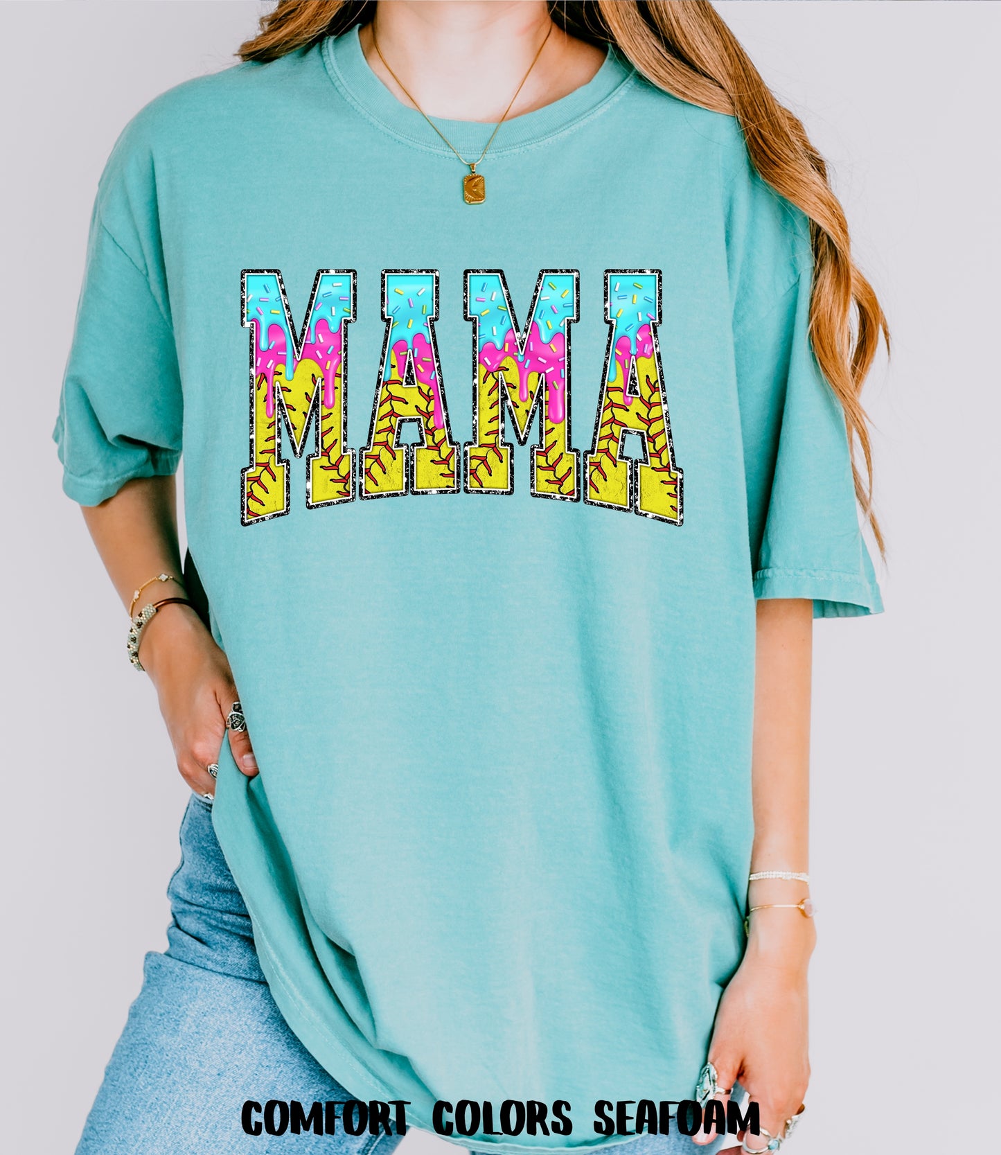 Softball Mama Drip Comfort Colors Tee
