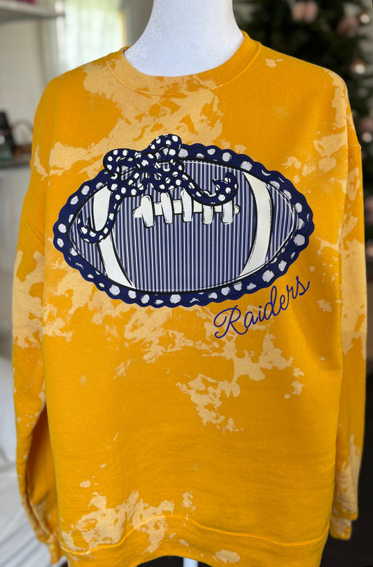 Seersucker Raiders Football Bleach Dyed Crewneck Sweatshirt