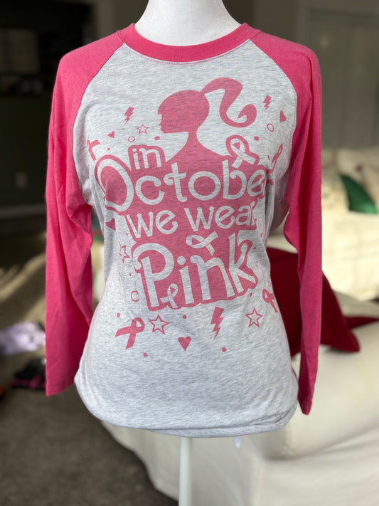 In October We Wear Pink 3 Quarter sleeve T-shirt