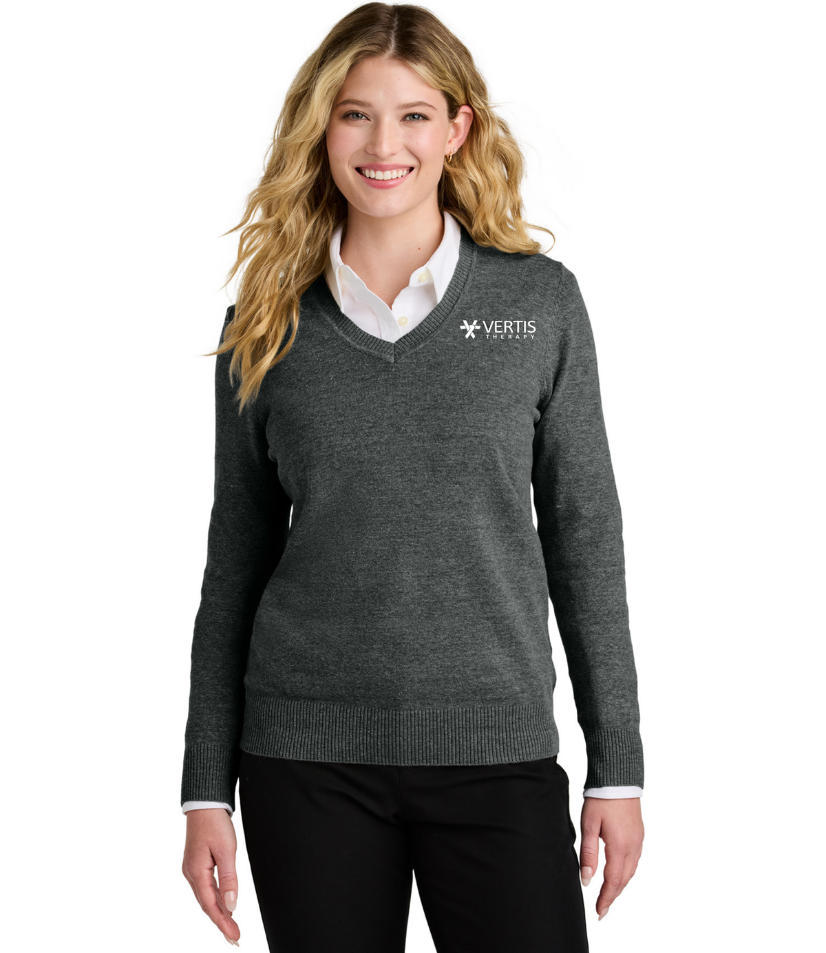 Vertis Logo Women's Easy Care V-Neck Sweater
