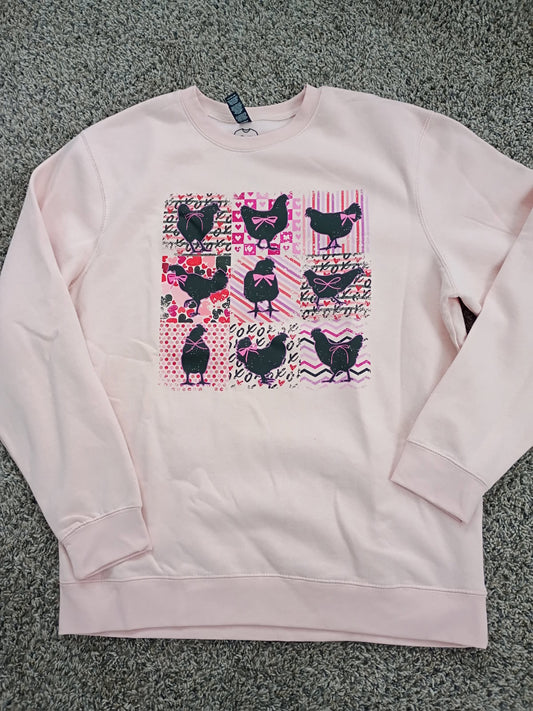 Valentines Chickens Crewneck